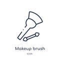 Linear makeup brush icon from Beauty outline collection. Thin line makeup brush vector isolated on white background. makeup brush Royalty Free Stock Photo