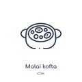 Linear malai kofta icon from India outline collection. Thin line malai kofta icon isolated on white background. malai kofta trendy