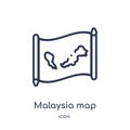 Linear malaysia map icon from Countrymaps outline collection. Thin line malaysia map vector isolated on white background. malaysia