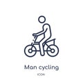 Linear man cycling icon from Behavior outline collection. Thin line man cycling vector isolated on white background. man cycling Royalty Free Stock Photo