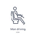 Linear man driving icon from Behavior outline collection. Thin line man driving vector isolated on white background. man driving