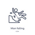 Linear man falling icon from Behavior outline collection. Thin line man falling vector isolated on white background. man falling