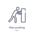 Linear man pushing icon from Behavior outline collection. Thin line man pushing vector isolated on white background. man pushing