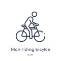Linear man riding bicylce icon from Behavior outline collection. Thin line man riding bicylce vector isolated on white background