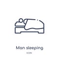 Linear man sleeping icon from Behavior outline collection. Thin line man sleeping vector isolated on white background. man