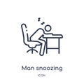 Linear man snoozing icon from Behavior outline collection. Thin line man snoozing vector isolated on white background. man