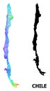 Linear Map of Chile with Rainbow Colored Gradient Royalty Free Stock Photo