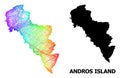 Linear Map of Greece - Andros Island with Spectral Gradient Royalty Free Stock Photo