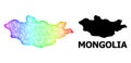 Linear Map of Mongolia with Spectrum Gradient Royalty Free Stock Photo