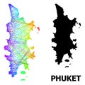 Linear Map of Phuket with Rainbow Colored Gradient