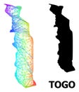 Linear Map of Togo with Spectrum Gradient Royalty Free Stock Photo