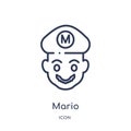 Linear mario icon from Entertainment and arcade outline collection. Thin line mario vector isolated on white background. mario Royalty Free Stock Photo