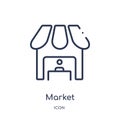 Linear market icon from Digital economy outline collection. Thin line market vector isolated on white background. market trendy