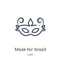 Linear mask for brazil carnival celebration icon from Culture outline collection. Thin line mask for brazil carnival celebration