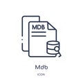 Linear mdb icon from File type outline collection. Thin line mdb vector isolated on white background. mdb trendy illustration