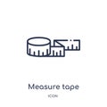 Linear measure tape icon from Health outline collection. Thin line measure tape icon isolated on white background. measure tape Royalty Free Stock Photo