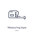 Linear measuring tape icon from Electrian connections outline collection. Thin line measuring tape vector isolated on white Royalty Free Stock Photo