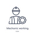 Linear mechanic working icon from Construction and tools outline collection. Thin line mechanic working icon isolated on white