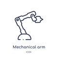 Linear mechanical arm icon from Artifical intelligence outline collection. Thin line mechanical arm vector isolated on white Royalty Free Stock Photo