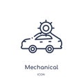 Linear mechanical service of a car icon from Mechanicons outline collection. Thin line mechanical service of a car icon isolated Royalty Free Stock Photo