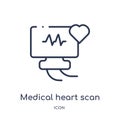 Linear medical heart scan icon from Medical outline collection. Thin line medical heart scan icon isolated on white background.