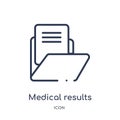 Linear medical results folders icon from Medical outline collection. Thin line medical results folders icon isolated on white
