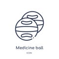 Linear medicine ball icon from Gym equipment outline collection. Thin line medicine ball icon isolated on white background.