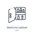 Linear medicine cabinet icon from Medical outline collection. Thin line medicine cabinet icon isolated on white background.