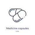 Linear medicine capsules icon from Medical outline collection. Thin line medicine capsules icon isolated on white background.