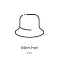 Linear men hat icon from Clothes outline collection. Thin line men hat vector isolated on white background. men hat trendy Royalty Free Stock Photo