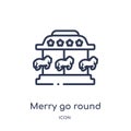 Linear merry go round icon from Circus outline collection. Thin line merry go round vector isolated on white background. merry go