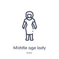 Linear middle age lady icon from Ladies outline collection. Thin line middle age lady icon isolated on white background. middle