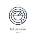 Linear militar radar icon from Army and war outline collection. Thin line militar radar vector isolated on white background.