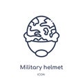 Linear military helmet icon from Army and war outline collection. Thin line military helmet vector isolated on white background.