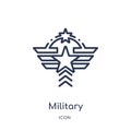 Linear military icon from Army outline collection. Thin line military vector isolated on white background. military trendy