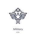 Linear military icon from Army outline collection. Thin line military vector isolated on white background. military trendy