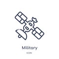 Linear military satellites icon from Army and war outline collection. Thin line military satellites vector isolated on white