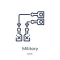 Linear military strategy graphic icon from Army outline collection. Thin line military strategy graphic vector isolated on white