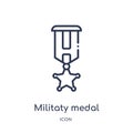 Linear militaty medal icon from Army and war outline collection. Thin line militaty medal vector isolated on white background.