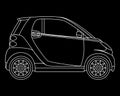 Linear Mini car vector . Isolated minicar on dark background. View from side