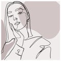 Linear minimal portrait glamour woman. Royalty Free Stock Photo