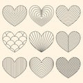 Linear minimalistic art deco hearts