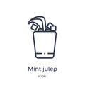 Linear mint julep icon from Drinks outline collection. Thin line mint julep vector isolated on white background. mint julep trendy Royalty Free Stock Photo