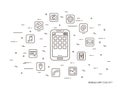 Linear mobile app, phone application vector illustration