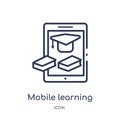 Linear mobile learning icon from Elearning and education outline collection. Thin line mobile learning vector isolated on white