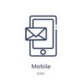 Linear mobile receiving email icon from Comunation outline collection. Thin line mobile receiving email vector isolated on white