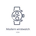 Linear modern wirstwatch icon from Airport terminal outline collection. Thin line modern wirstwatch vector isolated on white