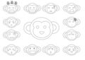 Linear monkey faces emoji