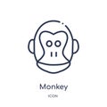 Linear monkey icon from Brazilia outline collection. Thin line monkey vector isolated on white background. monkey trendy