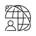 Linear monochrome outsourcing icon vector illustration global interaction communication people Royalty Free Stock Photo